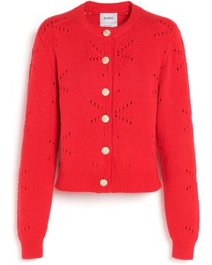 Barrie Cashmere And Cotton Cardigan With An All-over Motif - Red