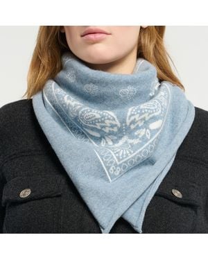 Barrie Bandana In Cashmere And Cotton - Blue