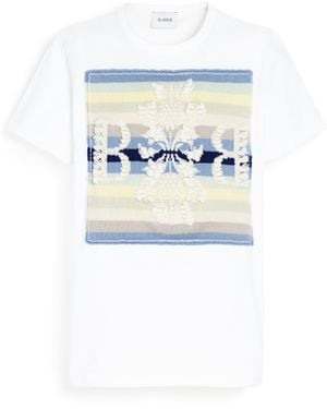 Barrie Striped T-shirt With Logo Cashmere Patch - White