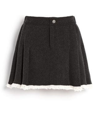 Barrie Denim Skirt With Pleated Back In Cashmere And Cotton - Black