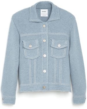 Barrie Denim Fitted Cashmere And Cotton Jacket - Blue