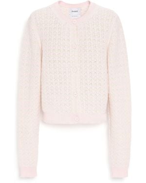 Barrie Striped Cashmere Lace Cardigan - White