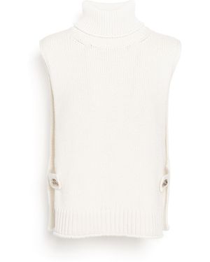Barrie Cashmere Plastron With Gold Buttons - White