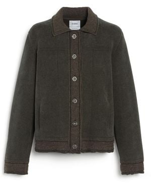 Barrie Suede-effect Denim Jacket In Cashmere And Cotton - Green