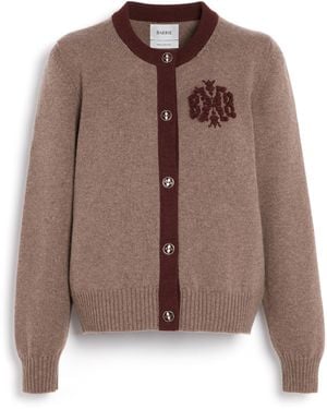 Barrie Marled Cashmere Cardigan With B Logo - Brown