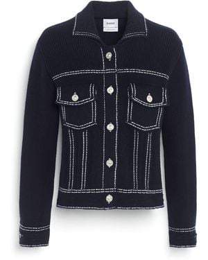Barrie Denim Fitted Cashmere And Cotton Jacket - Blue