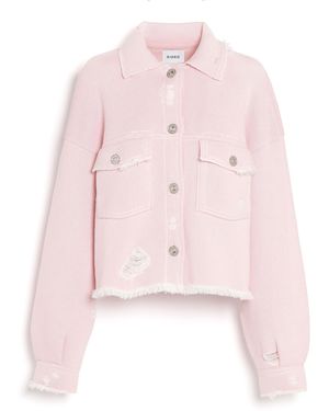 Barrie Denim Fringed Cashmere And Cotton Jacket - Pink