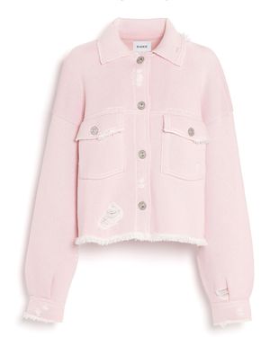Barrie Denim Fringed Cashmere And Cotton Jacket - Pink