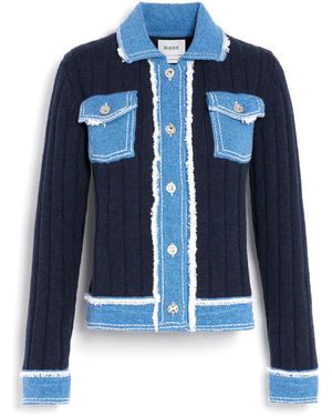 Barrie Denim Jacket In Ribbed Knit - Blue