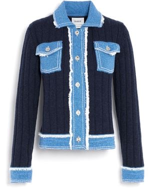 Barrie Denim Jacket In Ribbed Knit - Blue