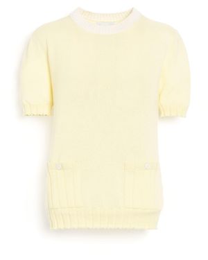 Barrie Lightweight Cashmere And Cotton Top With Ribbed Detailing - Yellow
