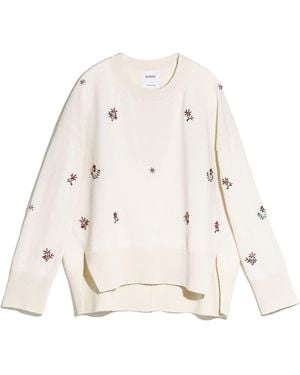 Barrie Iconic Oversized Embroidered Sweater In Cashmere - Natural