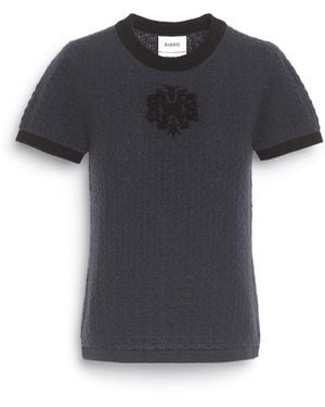 Barrie Cashmere Lace Top With B Logo - Black