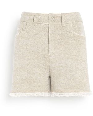 Barrie Denim Fringed Cashmere And Cotton Shorts - Natural