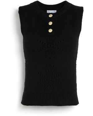 Barrie Cashmere And Cotton Top With An All-over Motif - Black