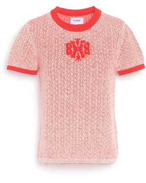 Barrie Cashmere Lace Top With B Logo - Pink