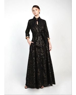 Baruni Zinnia Jacquard Shirt Gown - Black