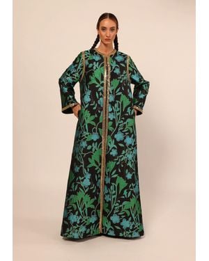 Baruni Aziza Luxury Jacquard Abaya - Green