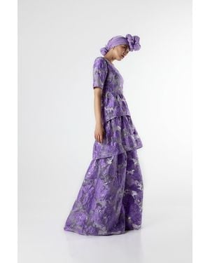 Baruni Floral Jacquard Dress - Purple
