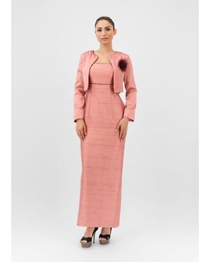 Baruni Rawand Dress-Jacket Set - Red