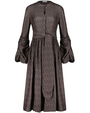 Baruni Midi Dress With Gathered Sleeves - Gray