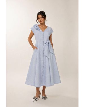 Baruni Johara Jacquard Midi Dress - Blue