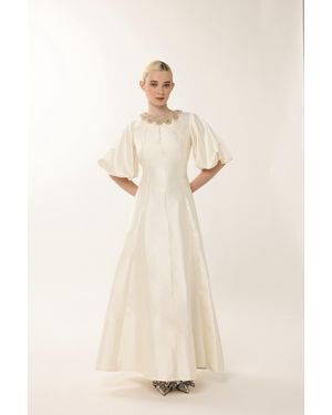 Baruni Jawher: Celeste Bloom Taffeta Gown - Natural