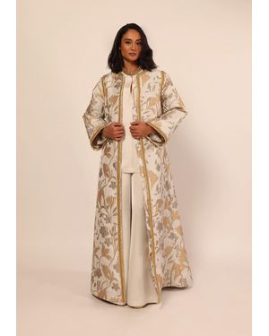 Baruni Aziza Luxury Jacquard Abaya - Natural