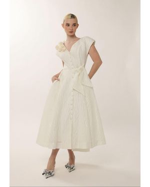 Baruni Johara Jacquard Midi Dress - Natural