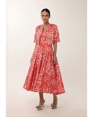 Baruni Zahoor Midi Occasion Dress - Red