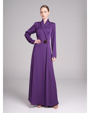 Baruni Rowan Dress – Long Sleeve Wrap Wedding Guest Dress - Purple