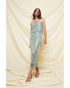 Baruni Straight Sequin Skirt - Natural