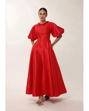 Baruni Jawher: Celeste Bloom Taffeta Gown - Red