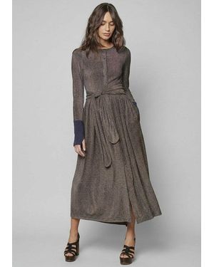 Baruni Midi Dress With Contrasting Cuffs - Brown