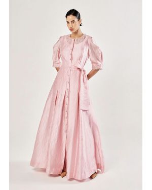 Baruni Farrah Jacquard Shirt Gown - Pink