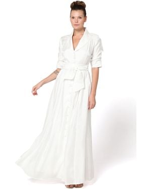 Baruni Amara Dress: Elbow Sleeve Shirt Dress For Wedding Guests - White
