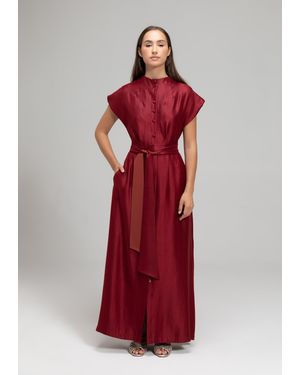 Baruni Sari Dress - Red