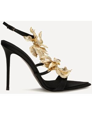 Giuseppe Zanotti Incanto Silk Satin Sandals With Foliage Jewel Detail - White