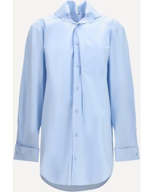 ALAINPAUL Shirt With Elasticated Collar - Blue