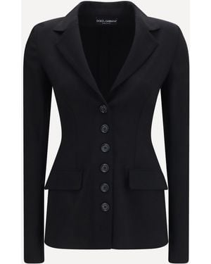 Dolce & Gabbana Stretch Wool Single Breasted Jacket - Black