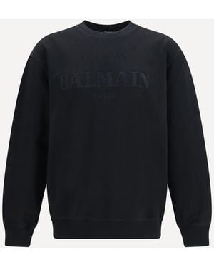 Balmain Felpa Vintage Con Logo Ricamato - Blu
