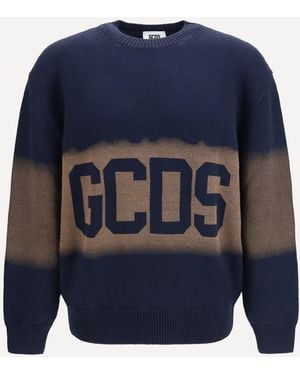 Gcds Logo Spray Crewneck Jumper - Blue