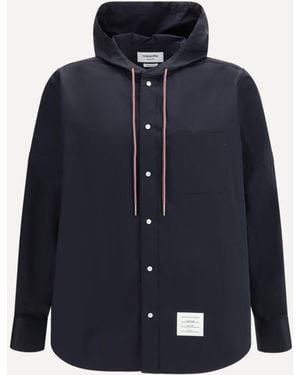 Thom Browne Nylon Cotton Hooded Jacket - Blue