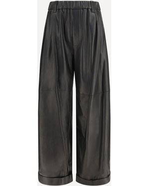 Brunello Cucinelli Baggy Nappa Leather Pants - Black