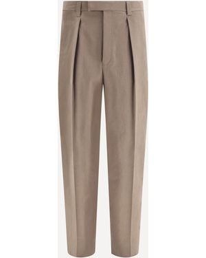 Ferragamo Cotton Wide-Leg Pants - Natural