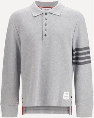 Thom Browne Piquã Long-Sleeve Polo - Grey