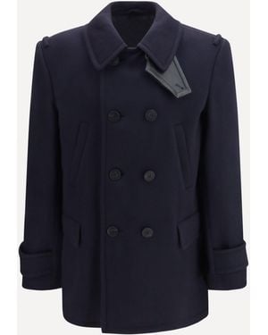 Burberry Wool Cashmere Pea Coat - Blue