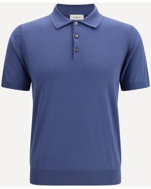 Piacenza Cashmere Cotton Polo With Classic Collar - Blue