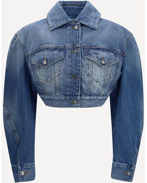 Givenchy Cropped Open-Back Denim Jacket - Blue