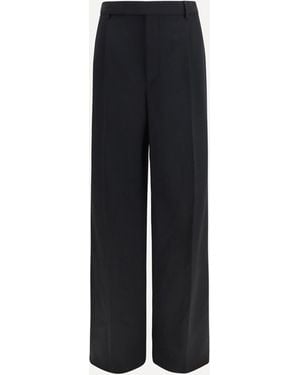Saint Laurent Fluid Grain De Poudre Trousers - Blue